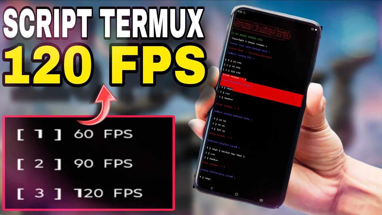 MEGA OTIMIZAÇÃO EM JOGOS ATRAVÉS DO SCRIPT TERMUX ZERO LAG E MAIS FPS (60HZ - 120HZ) 🔥
