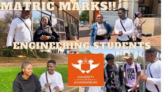 Asking UJ Engineering Students Their Grade 12 Final Marks for Maths and Physics