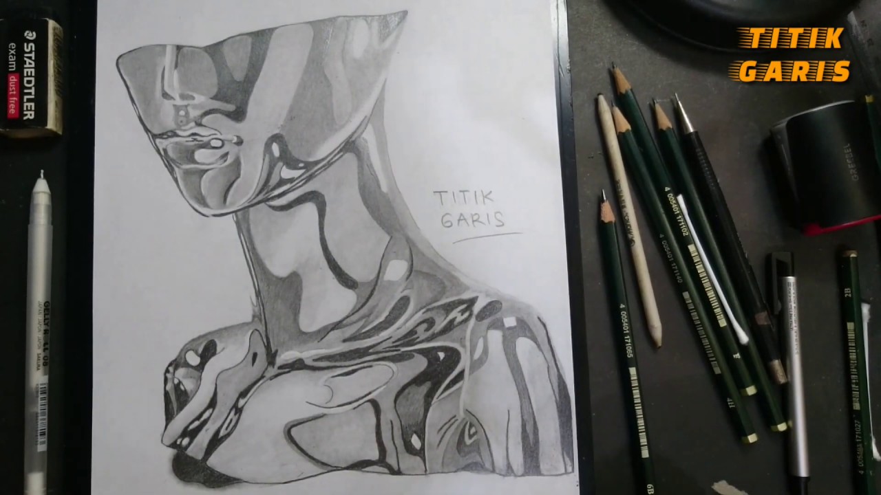 Menggambar patung stainless steel 