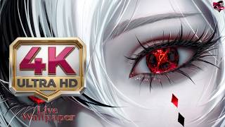 Arlecchino Bloodbound Eyes Live Wallpaper 4K🩸Dark Genshin Impact Animated Wallpaper for PC & Android