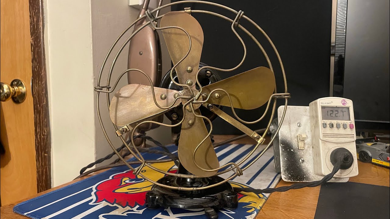 Antique Peerless 8” AC/DC Tab Foot Table Fan