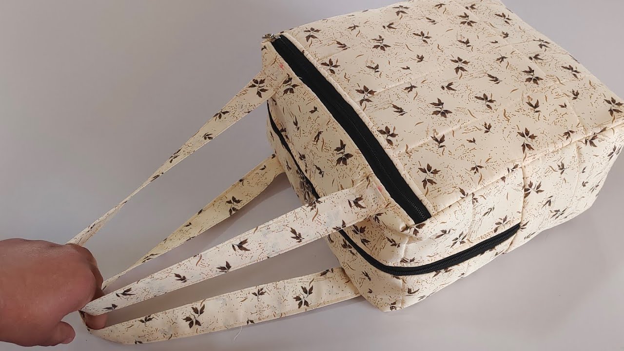 सिंगल एक कट लगाओ और बैग तैयार || Handbag cutting and stitching/ bag bnane ka tarika/ bag making/ bag