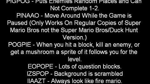 Super Mario Bros Game Genie Codes Part 1
