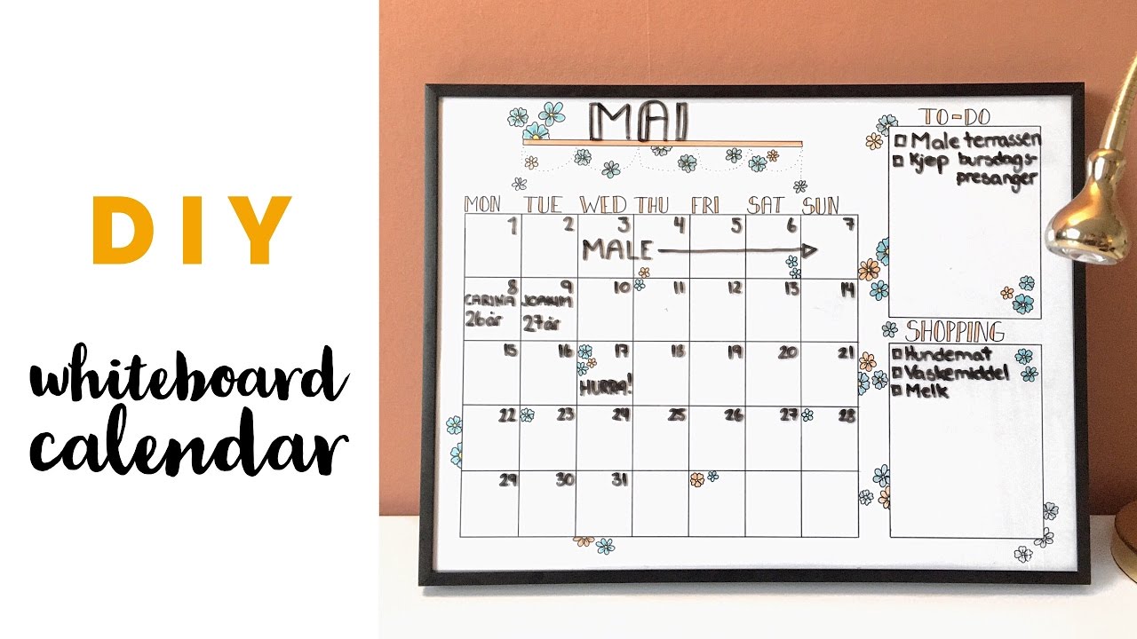 DIY Easy whiteboard calendar YouTube