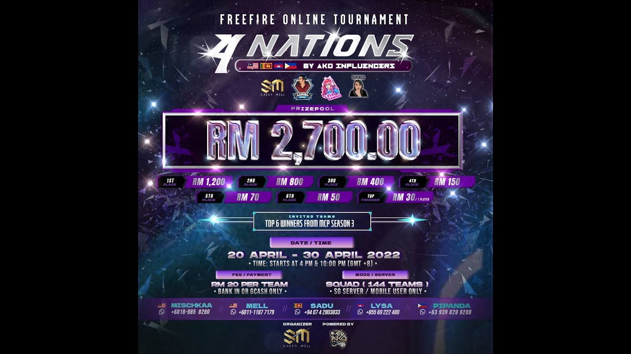 DAY 5 - 4 NATIONS FREE FIRE ONLINE TOURNAMENT BY AKO INFLUNCERS