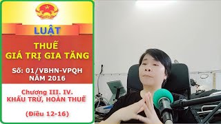 Luật Thuế GTGT 2016 - Chương 3-4. KHẤU TRỪ, HOÀN THUẾ (Điều 12-16)