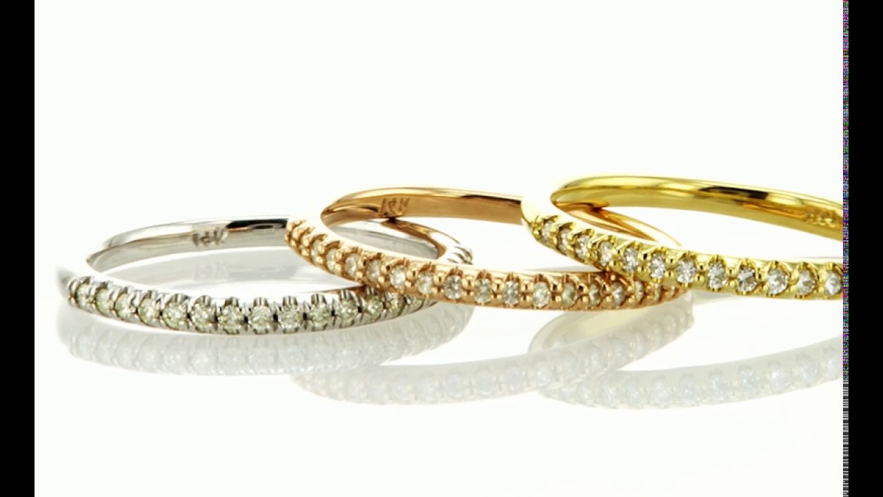 Diamond Stacking Band Rings Set Engagement Eternity 14K Solid Gold 0.60 ...