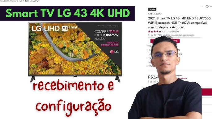 Smart TV LG 4k LED 43up7500psf entradas e conexões básicas óptica bluetooth  VGA wi-fi etc 