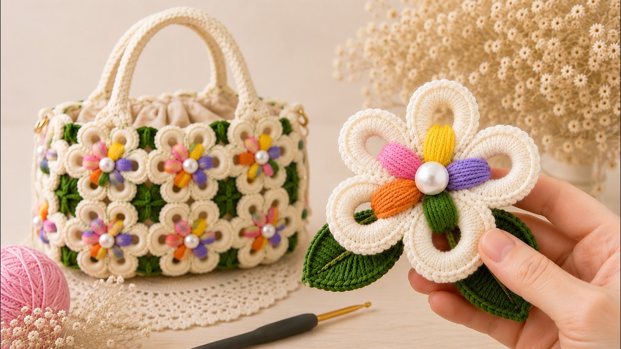 From One Flower Motif to a Gorgeous Crochet Bag! 🌸🧶 #crochetbag