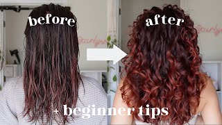 CURLY WAVY HAIR ROUTINE (2A-3A Hair) + hair styling tips!