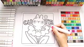 Satisfying Coloring with Alcohol Markers | Cute Rabbit