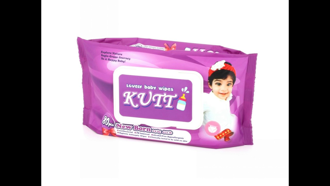 Kutti Antibacterial 80's Baby Wipes - Strawberry Fragrance, Alcohol Free Hypoallergenic, PH Balanced