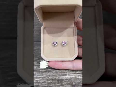 Сережки класичні "Рожевий топаз у сріблі" з цирконами в подарунковій коробочці, видео 2