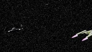 Multiple starfighters follow separate paths