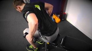 Seated Bent Over Two-Arm Dumbbell Kickback