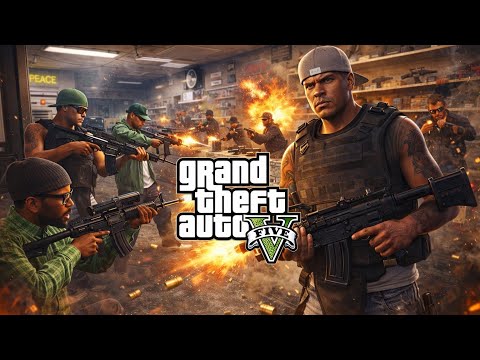 GTA 5 - Ammu-Nation Shootout (Grove Street vs Triads Epic Gang War) + Ten Star Escape