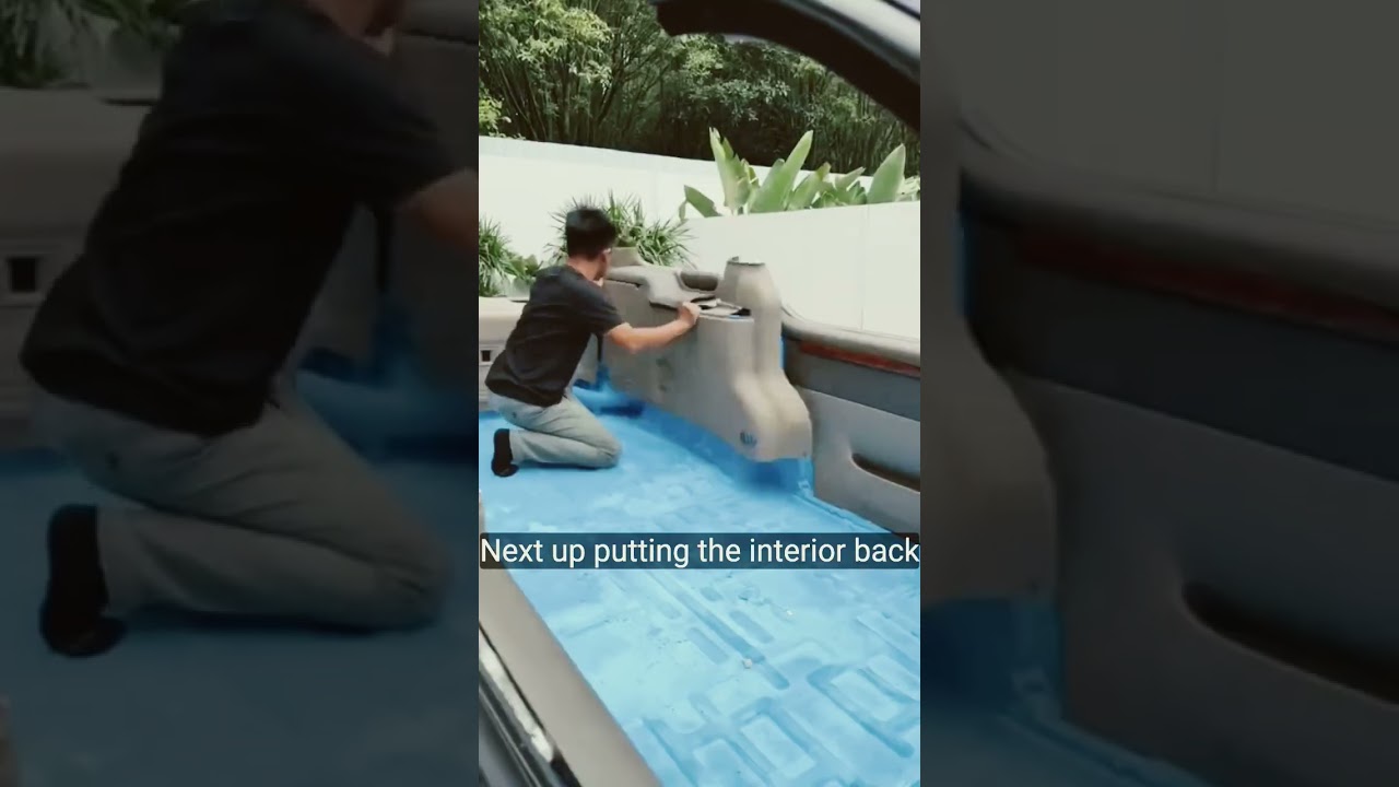 a moving swimming pool in the car 