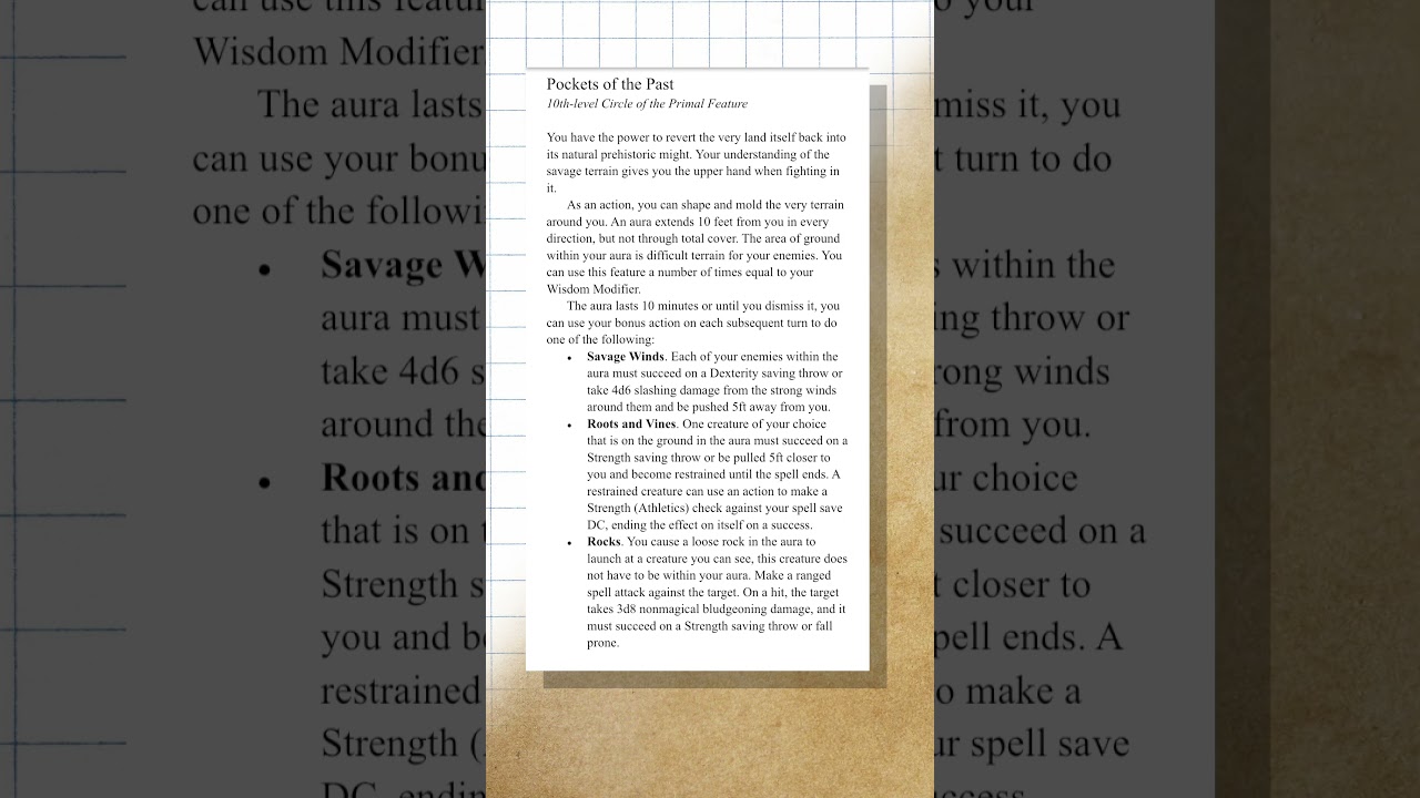 Homebrew Workshop - Druid : Circle of the Primal 🦣🌳