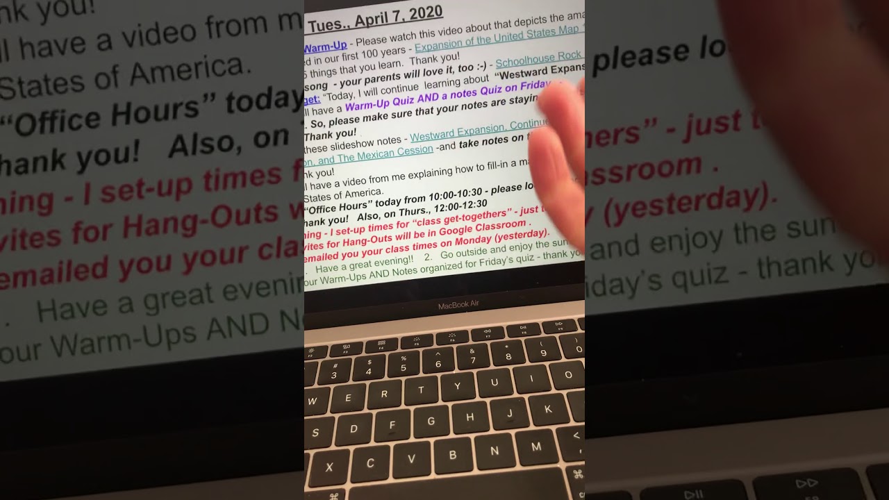 Snell - Mon.,  4/27/2020 - Daily Lesson Video