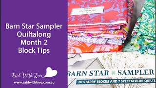 Month 2 Barn Star Sampler QAL tips and tricks