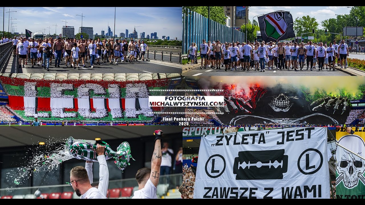 Finał Pucharu Polski 2025 - Przemarsz, oprawy, doping Kibiców Legii Warszawa