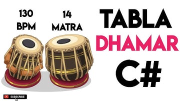 Dhamar Taal Tabla Loop C# Scale | 130 Bpm | 14 Matra|#muzzico