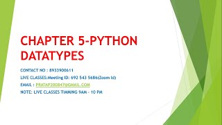 Chapter 5 -Python Datatypes