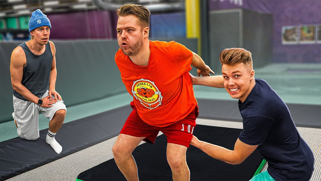 Niko ja Santtu opettelee tramppatemppuja