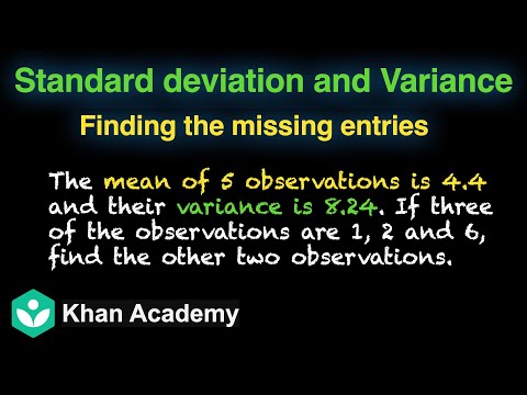 SD and Variance - finding the missing entries [Hinglish]| Statistics | Grade 11 | Math |Khan Academy