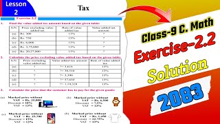 Class 9 C Math Exercise 2.2 Solution 2083 | Class 9 Math Lesson 2 Tax Exercise 2.2 Answer in ENGLISH