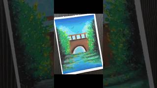 Oil Pastel Landscape Drawing Easy I Bridge Scenery Step-by-step Tutorial