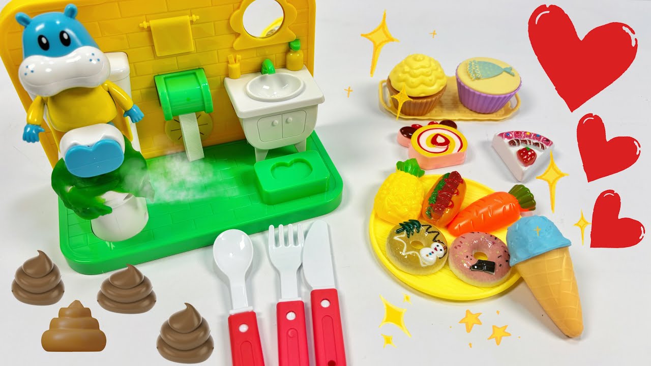 [🦛toy asmr🦛]💩Mini Hippo Potty Training Toy and Diet ASMR | Satisfying ...