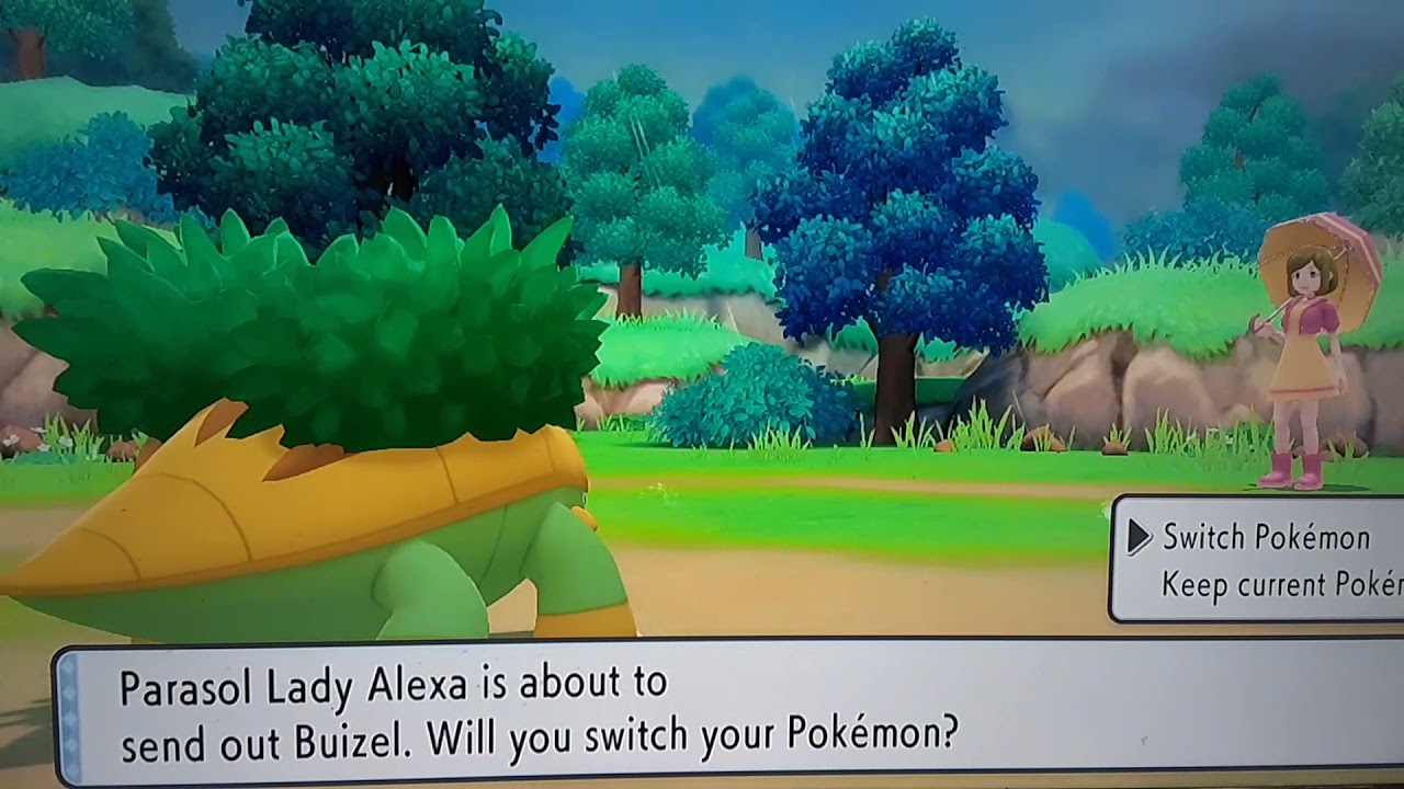 Battling Parasol Lady Alexa aka Rain Woman Pokemon Shining Pearl