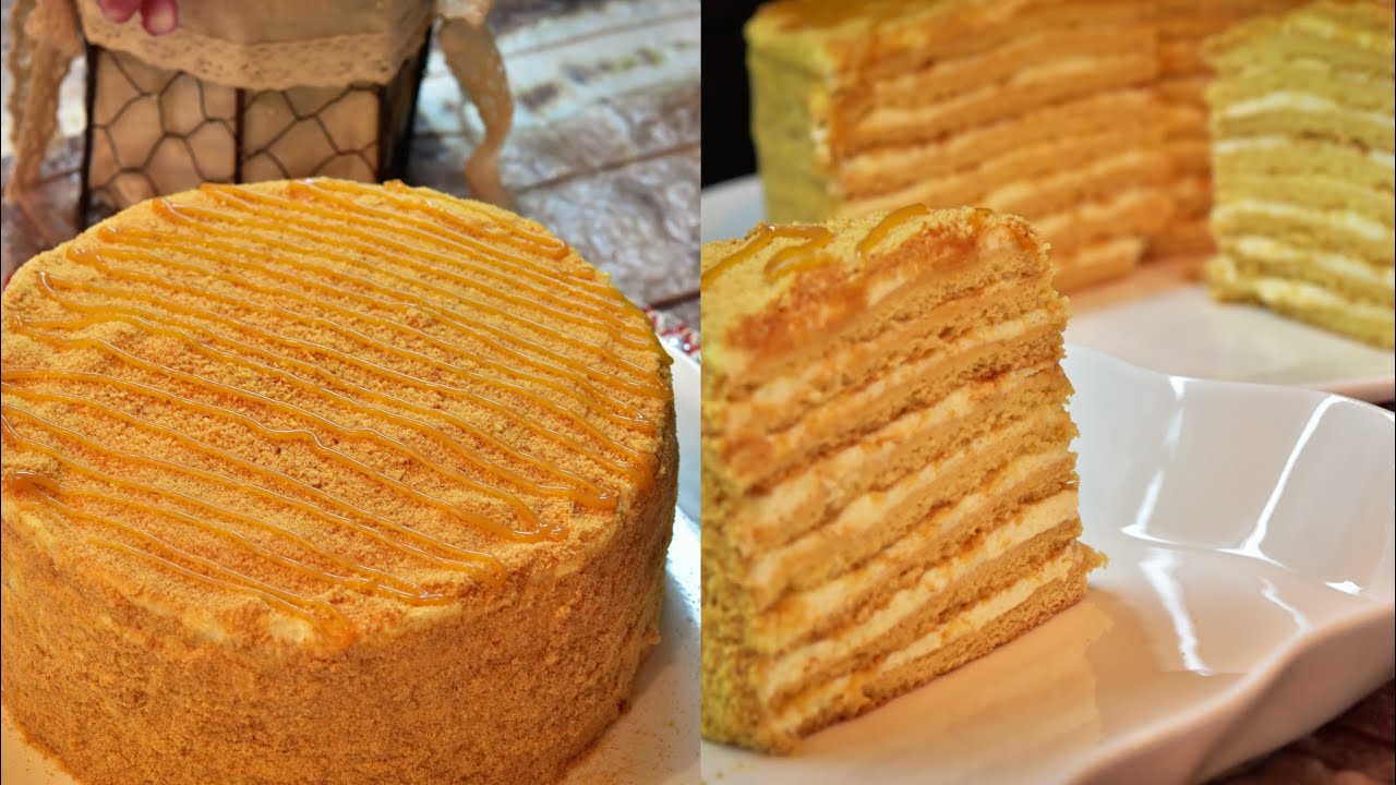 كيكة العسل الروسيه بمذاق عالمي خطوه بخطوه .. Russian honey cake