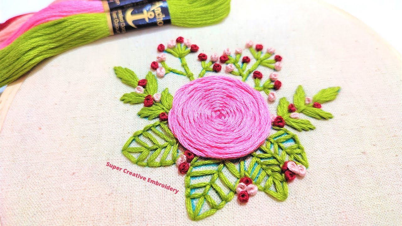 How To Embroider Woven Rose? Embroidery for Beginners / Super Creative