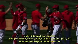 Shohei Ohtani (大谷翔平) post-game high fives, Apr. 23, 2023 - Meniscus Magazine