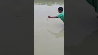Little Boy Catching Big Fish in River Flowing Water #fishing