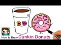 How to Draw a Cup of Coffee and Donut Easy | Dunkin Donuts