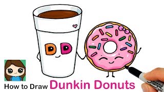 draw donuts dunkin donut coffee cup easy play n8m