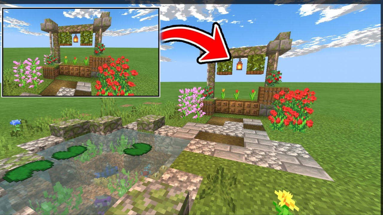 Minecraft tutorial: how to build a flower garden design - YouTube