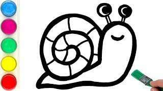 snail drawing painting coloring for kids toddlers lets draw paint basic animals figures