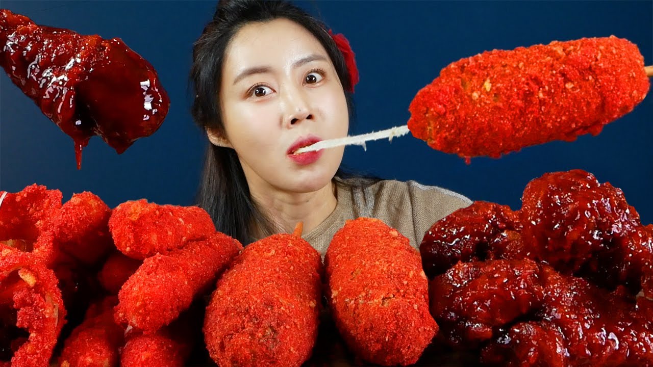 MUKBANG ASMR | Красный🌶Цитос картофель фри Огненные цыпляты ст Red Fries Chicken Eatingsound 아라 Ara