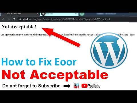 Not Acceptable error - "Not Acceptable Error WordPress - not acceptable error code