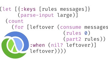 Advent of Code 2020 Day 19 Monster Messages in Clojure (rest vs. next, empty sequence vs. nil)
