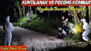 Kuntilanak VS Pocong Kembar || Prank Terlucu Paling Ngakak || Triple Ghost Prank