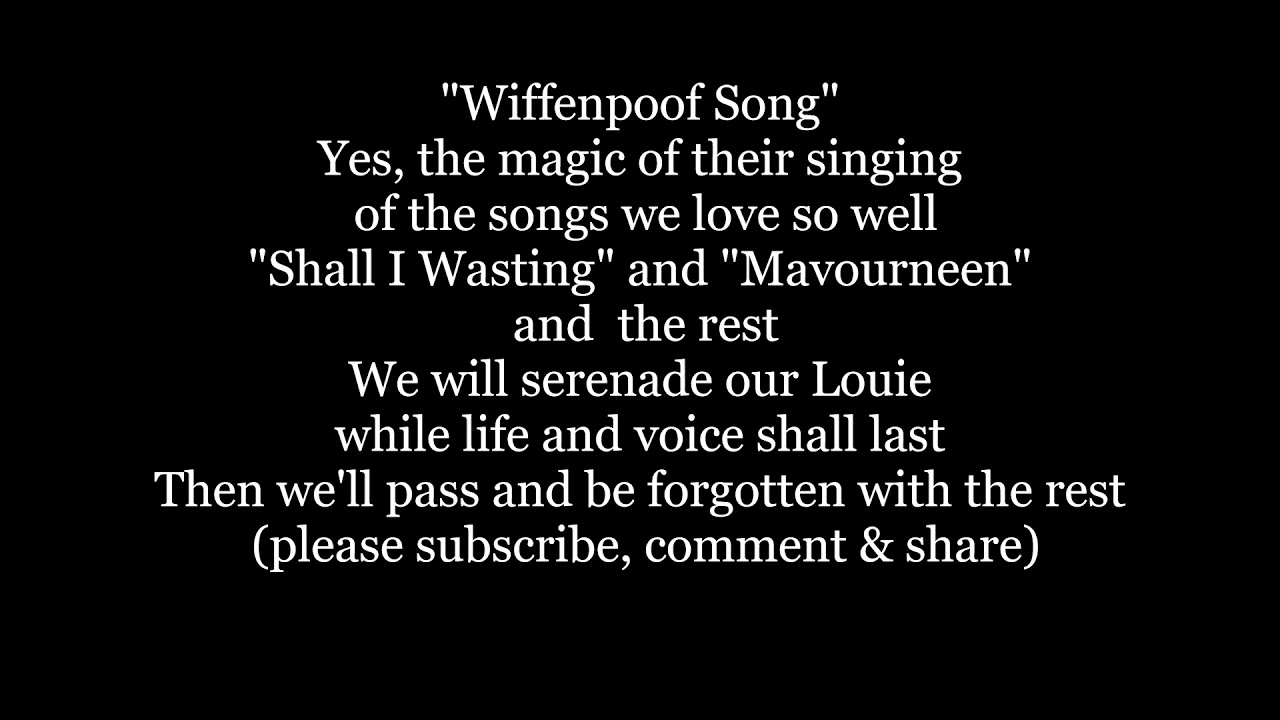 The WHIFFENPOOF SONG YALE Lyrics Words Sing Along Music song