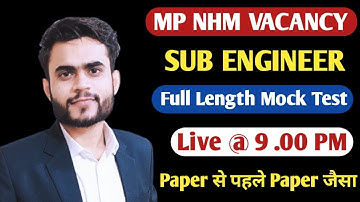 MP NHM Recruitment 2022 | NHM Sub Engineer full length mock test (1)