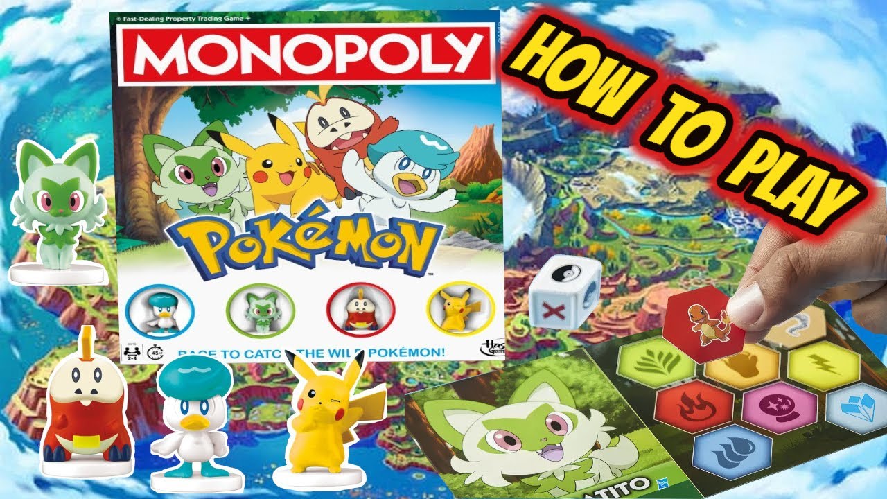 Monopoly Edición Pokémon – Tablero En Español, 4 Peones De Pokémon (Sprigatito, Fuecoco, Quaxly Y Pikachu) Y 48 Pokémon Salvajes Para Atrapar
