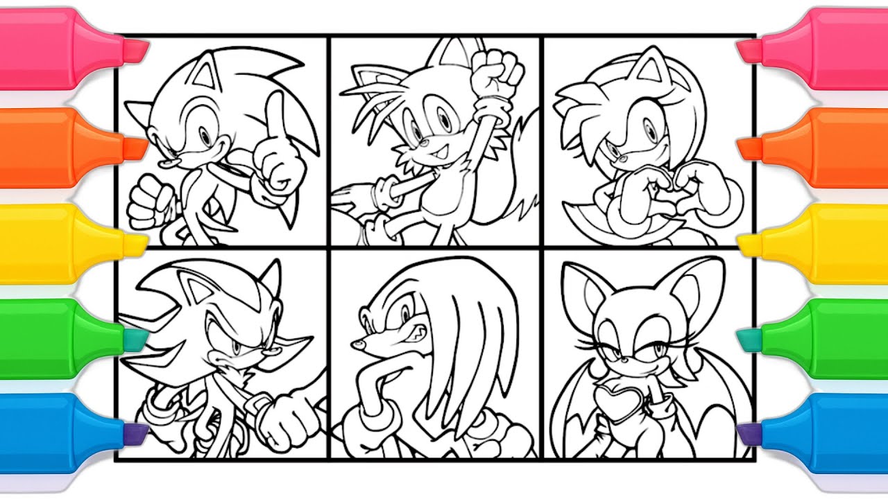 Sonic Colouring Pages | Sonic, Shadow, Knuckles, Tails, AmyRose, Rouge