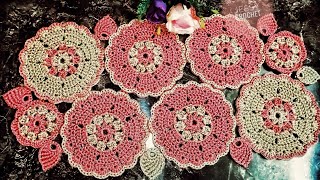 كروشيه مفرش الورود مفرش ترابيزة بخيط السلسلة شيك و  سهل وبسيط جدا / How to crochet rose table cover